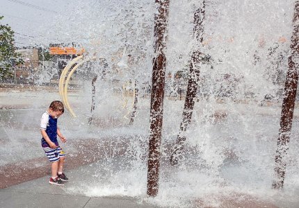 kid splashing in water