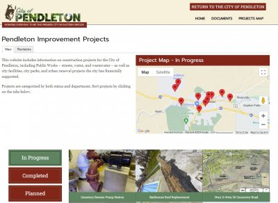Screenshot of projects webpage