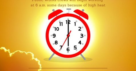 Graphic of a clock and text Work Hours Change